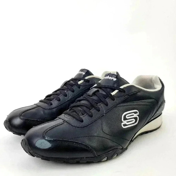 Vintage 2010 Skechers Black White Athletic Leather Running Tennis Shoes - 10 - Picture 5 of 10